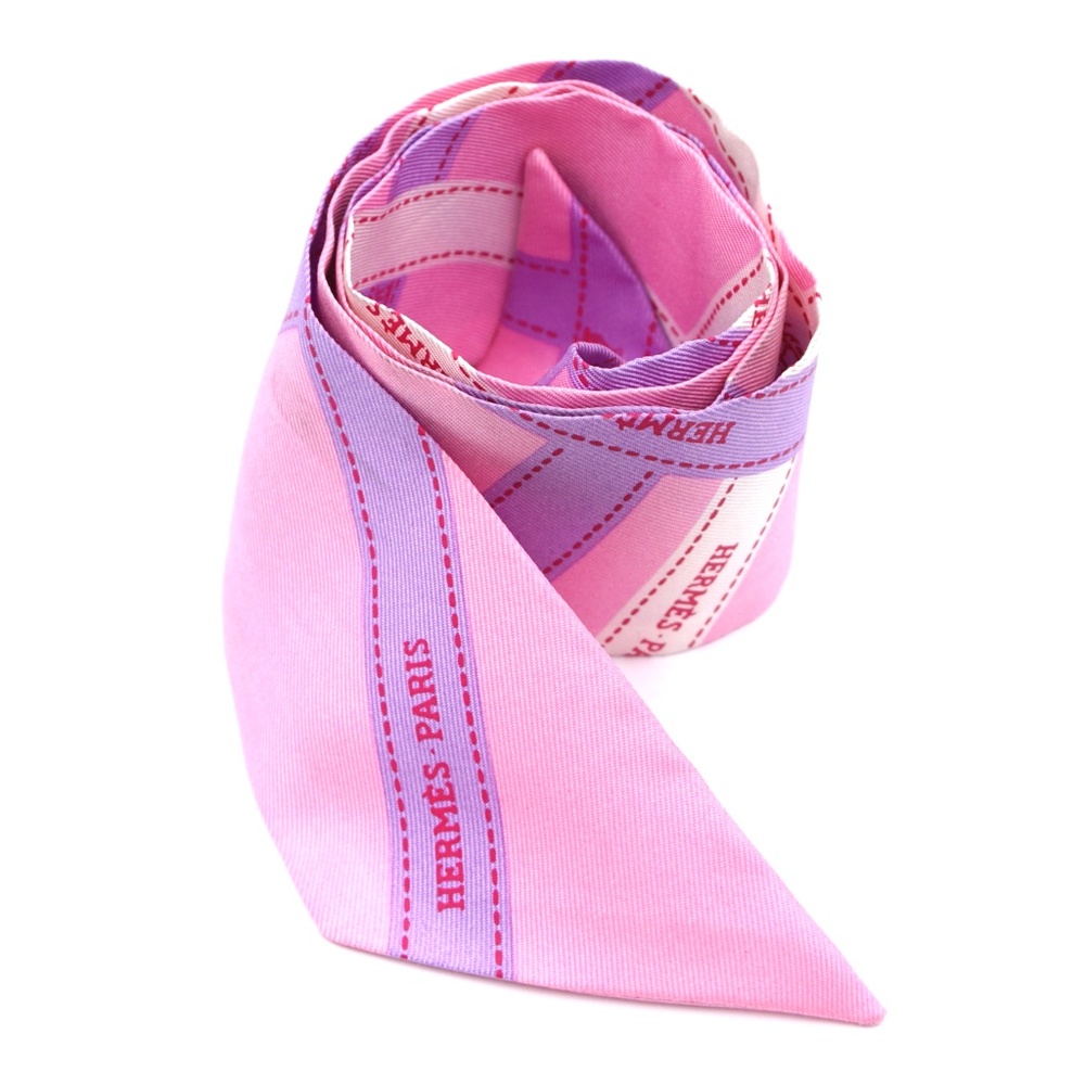 Pink Twilly Logo Ribbon Silk Scarf/Wrap - Picture 9 of 11